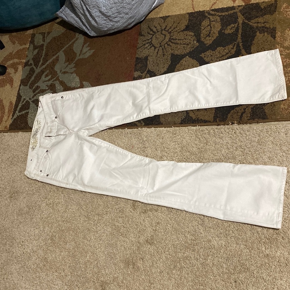 Wide leg flared white jeans size 2r